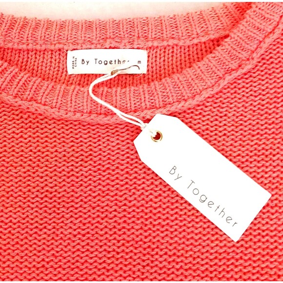 NWT By Together Hailee Pullover Oversize Sweater Salmon Cotton Loose Weave Sz M - Picture 3 of 6